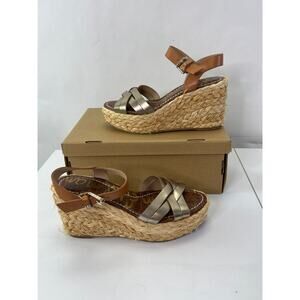 Sam Edelman Darline Braided Gold Platform Sandals Size 6 Wedges